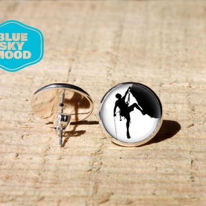 Rock climbing stud earrings, Sport climbing earrings, Bouldering gift earrings, Trad climbing hypoallergenic nickel free stainless steel
