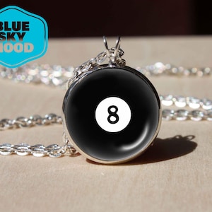 Handmade 8 Ball Pendant Necklace: Billiards Pool Player Jewelry