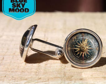 アンティーク英国商船海軍ボタンチェーンリンクカフスボタン – 23 mm