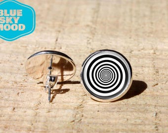Hypnotic Spiral Earrings Optical Illusion Studs Stainless Steel Psychedelic Jewelry Gift for Her