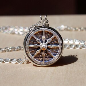 Dharma Wheel Necklace Buddhist Pendant Sacred Geometry Spirituality Zen Yoga Meditation Dharma Chakra