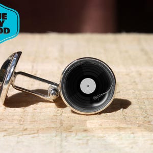Vinyl Record Cufflinks: Handmade Music Lover&#39;s Gift