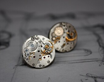 Steampunk Watch Movement Cufflinks: Handmade Vintage Style (20mm)