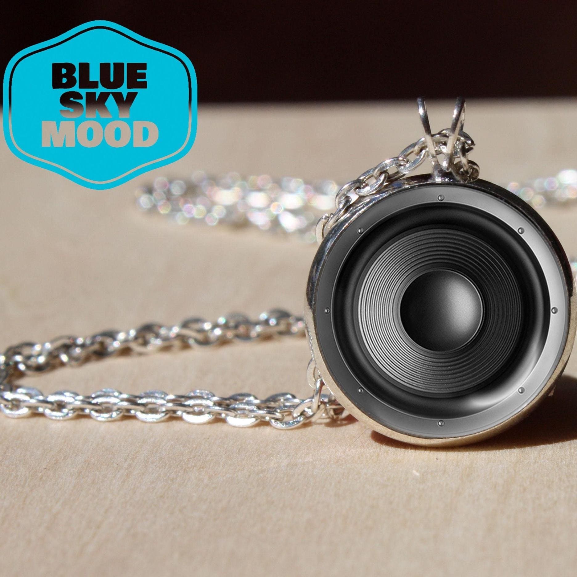 Speaker Cone Pendant Necklace Audio Equipment Jewelry Silver