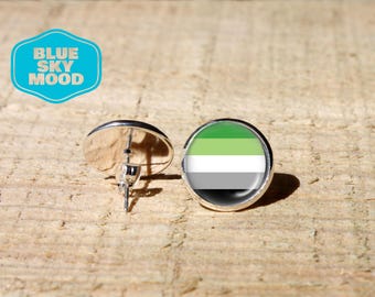 Agender Pride Stud Earrings: LGBTQIA Genderqueer Flag Jewelry Hypoallergenic Stainless Steel