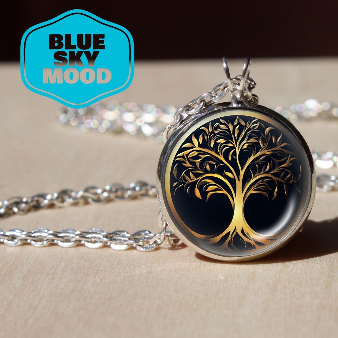 Tree Roots Pendant Tree Life Pendant Necklace Gold Silhouette Branch Roots Jewelry Silver ...