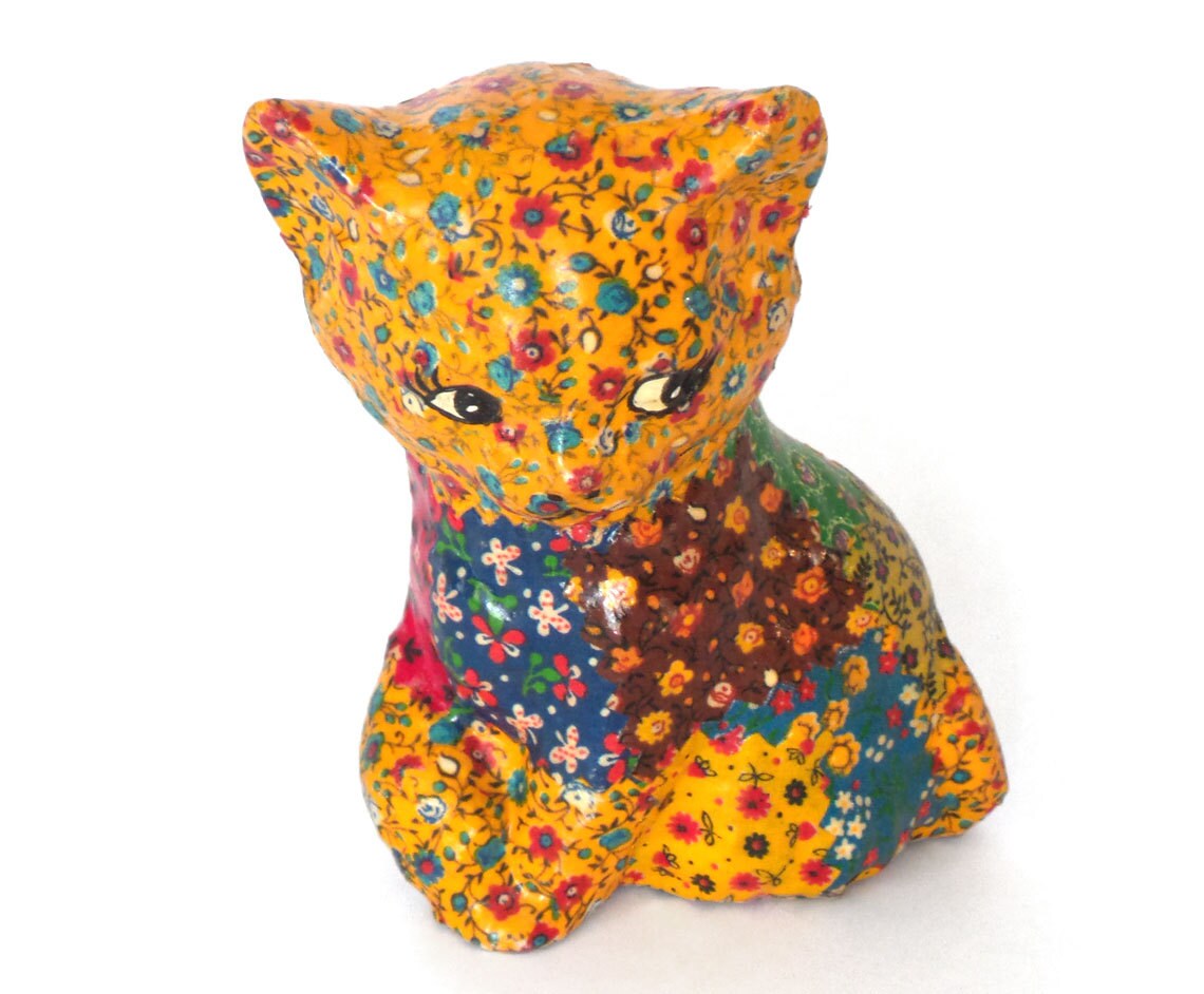 Vintage Victorian Style Paper Mache Cat Etsy
