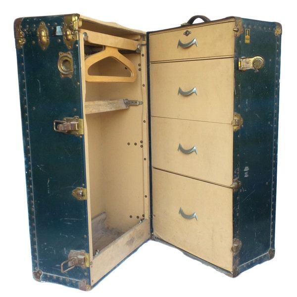 RESERVED - Oshkosh Antique Wardrobe Steamer Trunk