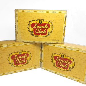 Set of 3 Vintage Senate Club Cigar Boxes