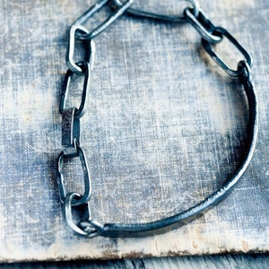 unique raw silver edgy chain bracelet * oxidized sterling silver * unisex artisan jewelry * undergrowth studio