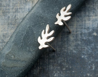 small botanical stud earrings * sterling silver artisan earrings * unique handmade plant jewellery * undergrowth studio