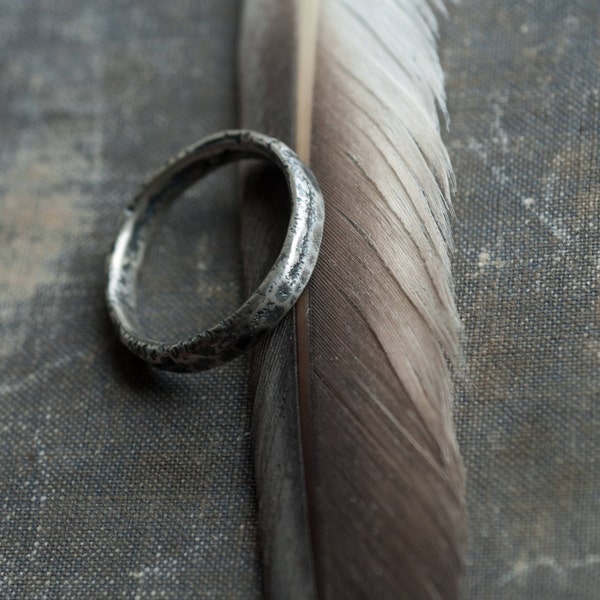 thin mens ring * raw silver man ring * oxidized sterling silver nature jewelry * undergrowth studio