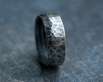 rustic silver ring for men * chunky silver ring * hammered silver ring  * man ring sterling silver * oxidized silver ring * unique