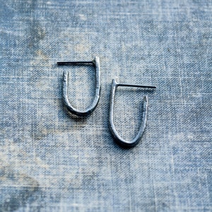 simple raw silver earrings, oxidized sterling silver, edgy modern handmade jewelry, undergrowth studio