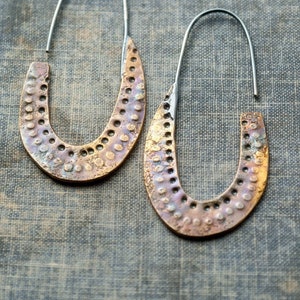 textured brass hoop earrings * artisan handmade mixed metal jewelry * unique bohemian earrings * undergrowth studio