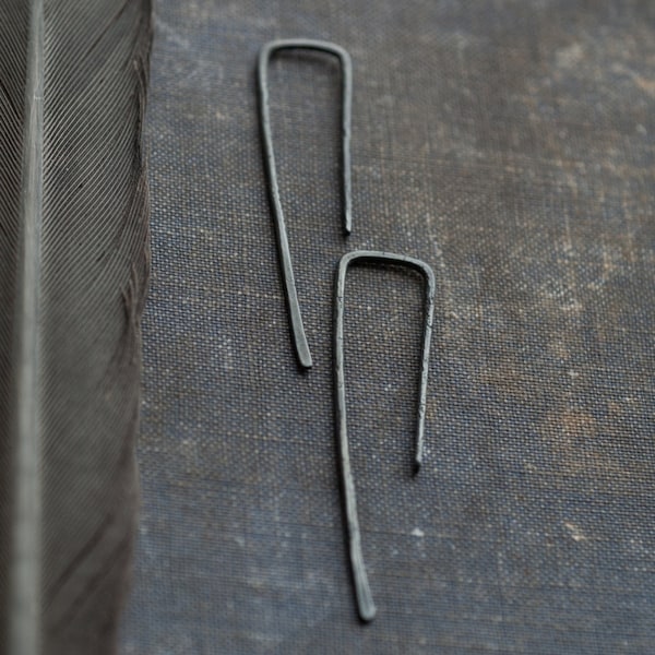 mens earrings oxidized silver * sterling silver threader earrings * gift for him * edgy earrings * undergrowth studio