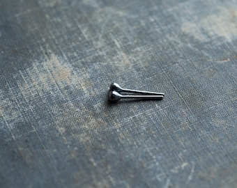 tiny stud earrings oxidized sterling silver•raw 2 mm filed dot, minimalist handmade jewelry