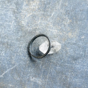 raw silver black ring - oxidized sterling silver ring, hammered black ring, organic silver simple ring, artisan jewelry