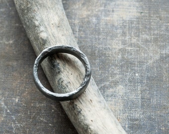 chunky sterling silver ring * unique mens wedding band * thick band silver ring * oxidized silver ring *undergrowth studio