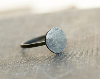 minimalist sterling silver ring * oxidized silver ring * circle moon ring * simple ring * undergrowth studio
