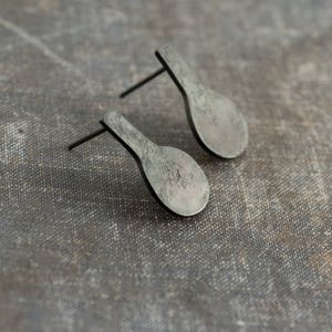 simple modern earrings handmade from oxidized sterling silver, minimalist jewelry, unique jewellery, everyday earrings, undergrowth studio