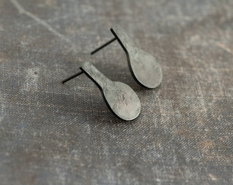 simple modern earrings handmade from oxidized sterling silver, minimalist jewelry, unique jewellery, everyday earrings, undergrowth studio