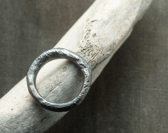 raw silver brutalist ring, sculptural handmade jewelry, oxidized jewellery, undergrowth studio