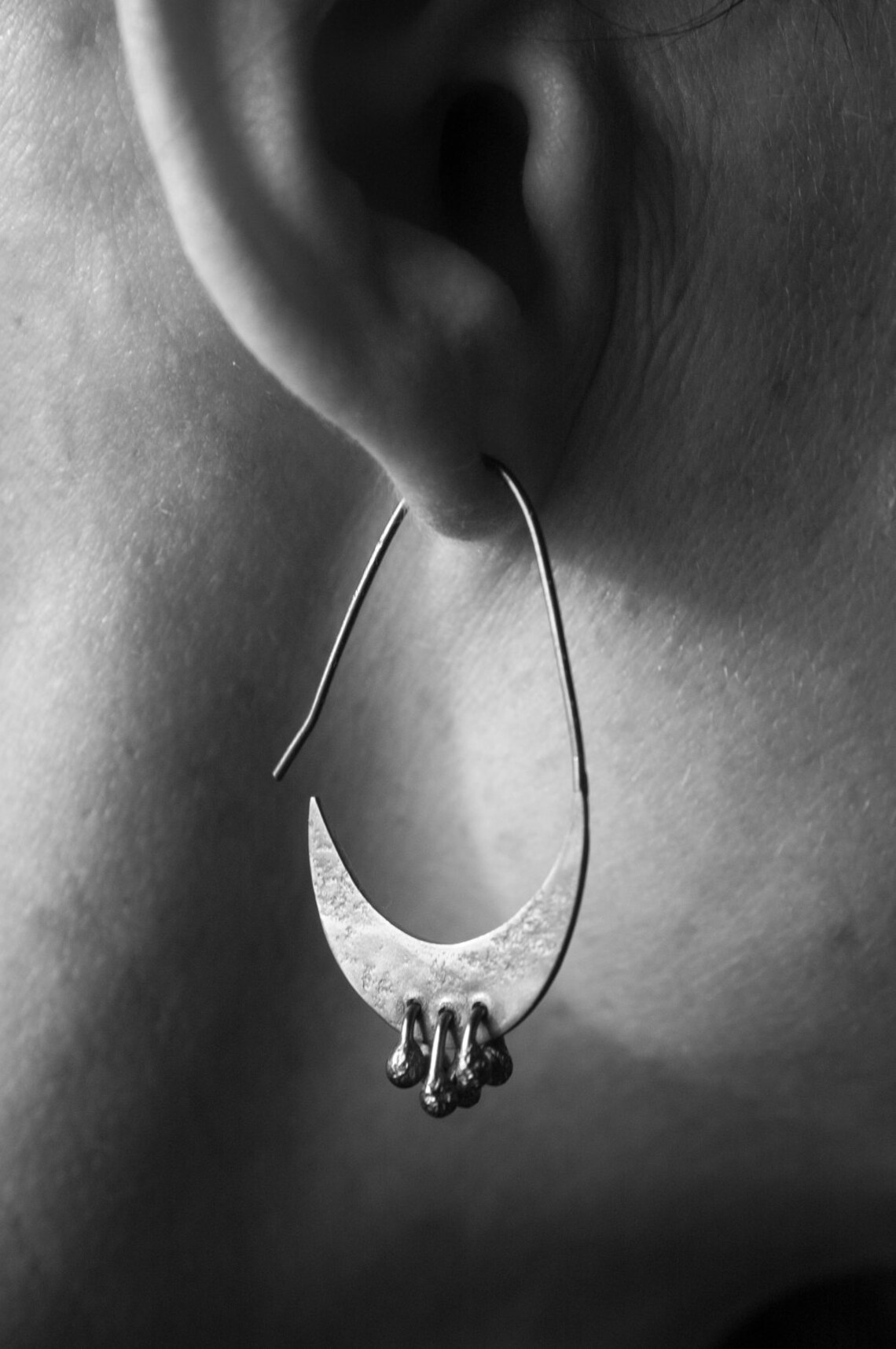 Crescent Hoop Earrings Brass Earrings Riveted Earrings Etsy