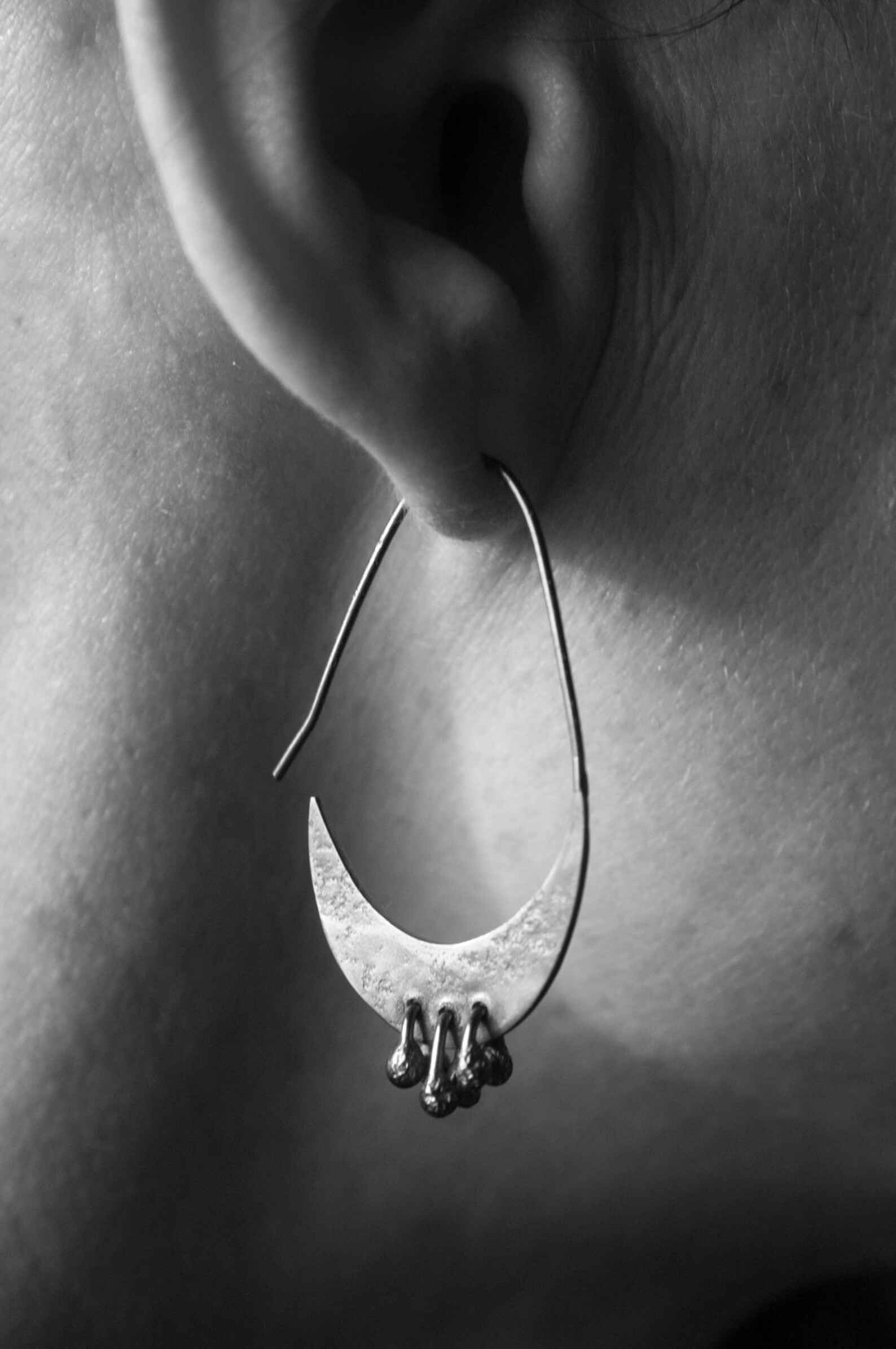 Crescent Hoop Earrings Brass Earrings Riveted Earrings Etsy