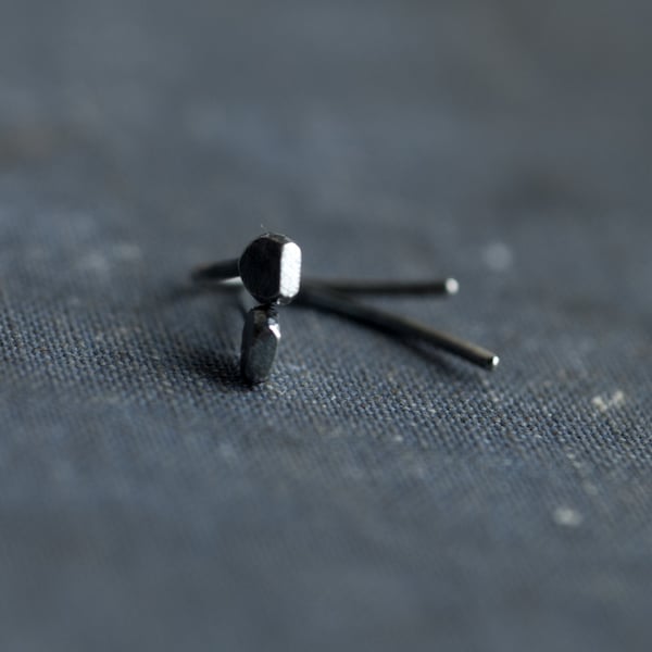 tiny open hoop earrings, sterling silver, threader earrings, minimal earrigs, small edgy hoops, silver earrings