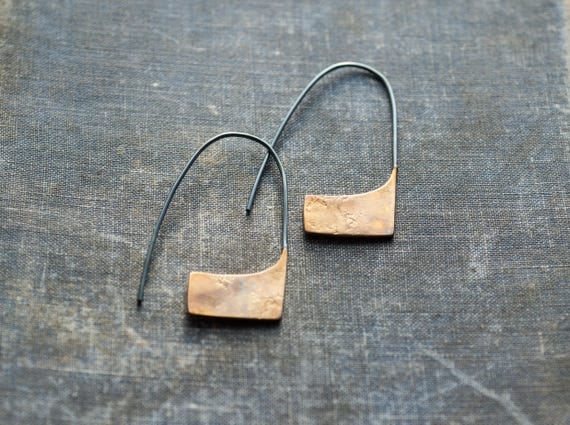 brass and silver earrings oxidized brass mixed metal | Etsy