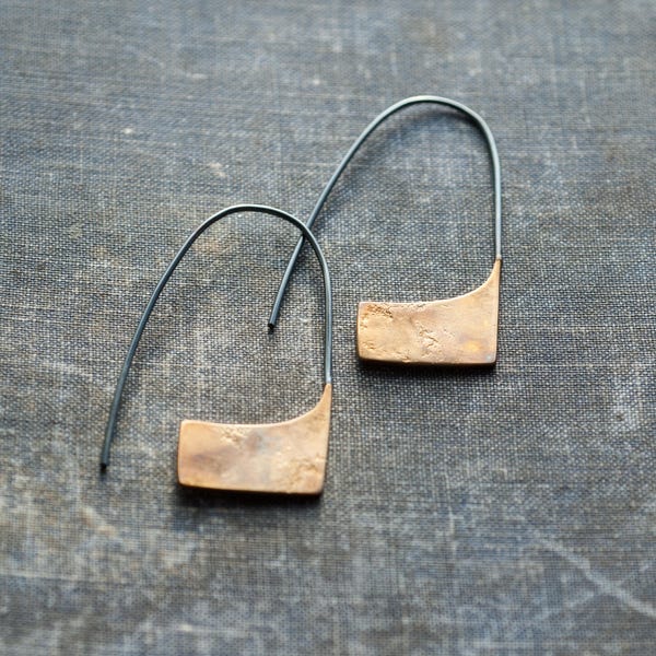 geometric hoop earrings, contemporary handmade brass jewelry, undergrowth studio