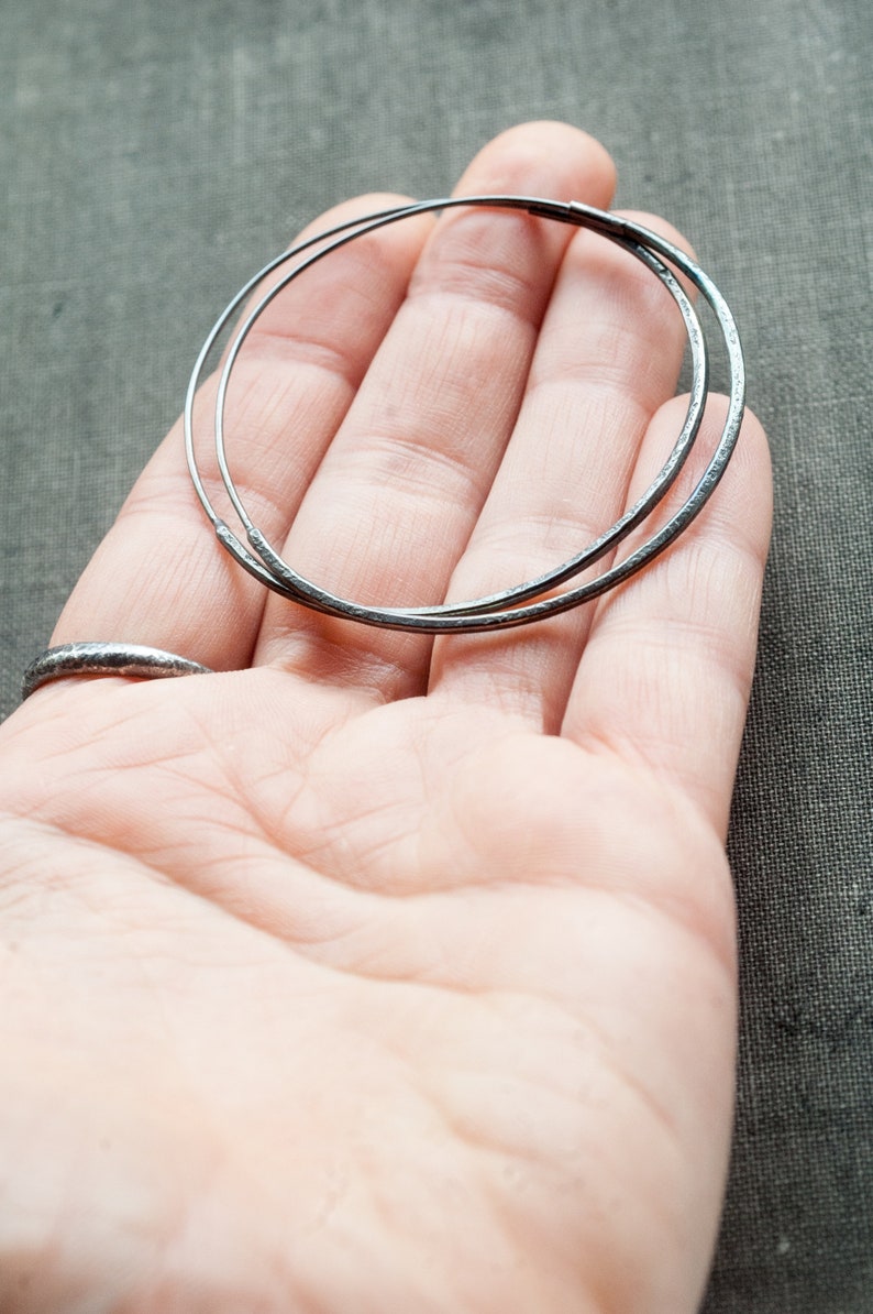 Oxidized Silver Hoop Earrings Large Hoop Earrings Edgy Etsy