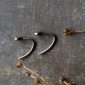 tiny hoops, minimal earrings, threader earrings, 18 ga silver open hoop earrings, sterling silver, mens jewelry, black silver