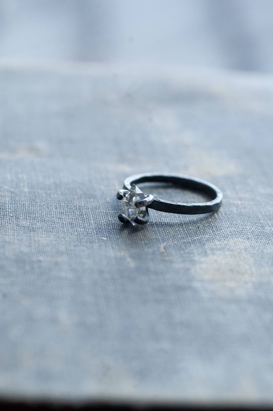 Herkimer Diamond Ring Raw Sterling Silver Ring Oxidized - Etsy