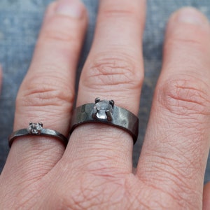 unique chunky crystal quartz ring, earthy handmade jewelry, herkimer diamond, oxidized sterling silver, undergrowth studio image 10