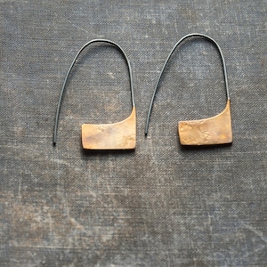 unique minimalist earrings, modern jewelry, geometric handmade mixed metal jewellery, gift for her, undergrowth studio image 4