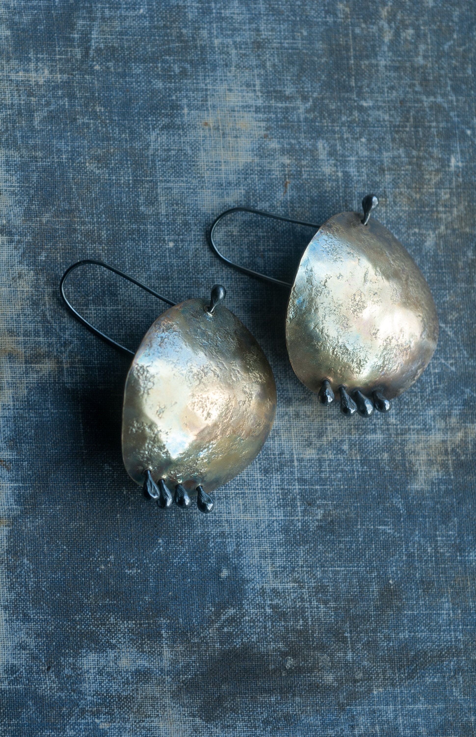 Hammered Brass Earrings Abstract Earrings Kinetic Earrings | Etsy