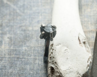 raw black spinel ring * raw silver ring * oxidized sterling silver * artisan ring * organic silver * undergrowth studio * raw stone ring