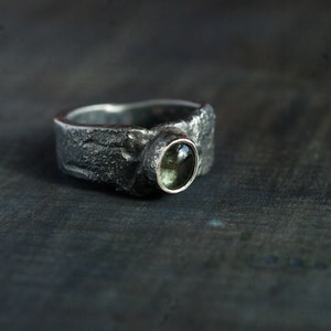 oxidized sterling silver aquamarine ring * raw silver ring * undergrowth studio * brutalist ring * gemstone jewelry
