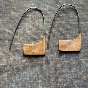 unique minimalist earrings, modern jewelry, geometric handmade mixed metal jewellery, gift for her, undergrowth studio image 5