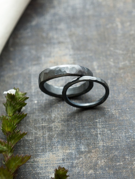 rustic wedding ring set his and hers unique sterling silver wedding band set his and hers rings undergrowth studio