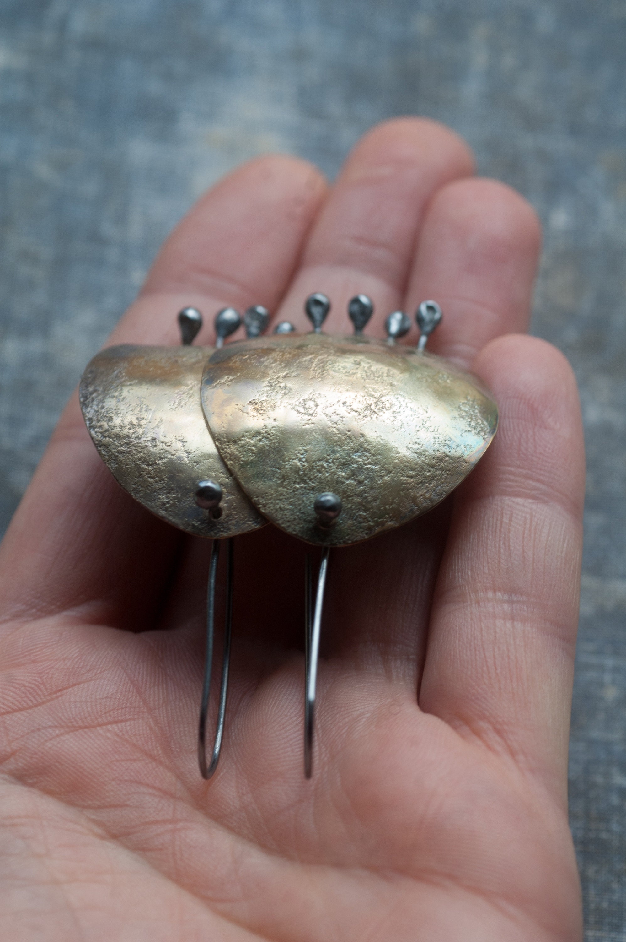 Hammered Brass Earrings Abstract Earrings Kinetic Earrings | Etsy