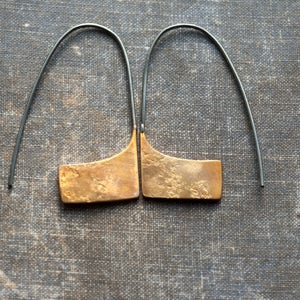 unique minimalist earrings, modern jewelry, geometric handmade mixed metal jewellery, gift for her, undergrowth studio image 6