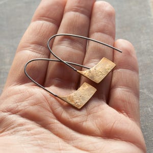 unique minimalist earrings, modern jewelry, geometric handmade mixed metal jewellery, gift for her, undergrowth studio image 7