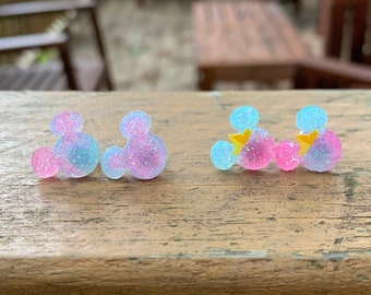 Make it Pink, Make it Blue Sleeping Beauty Mouse Ears Inspired Stud Earrings