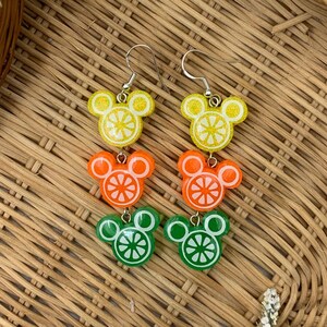 Mickey Fruit Slices Inspired Tiered Dangle Earrings
