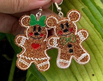 Mickey and Minnie Gingerbread Inspired Dangle Earrings