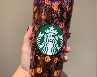 24 oz. and 16 oz. Starbucks Tumbler Halloween Glitter Snowglobe Liquid Filled