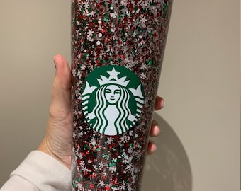 Pływające konfetti brokatowe z motywem Myszki Miki i płatków śniegu Starbucks 24 oz. i 16 oz. Kubek z podwójnymi ściankami